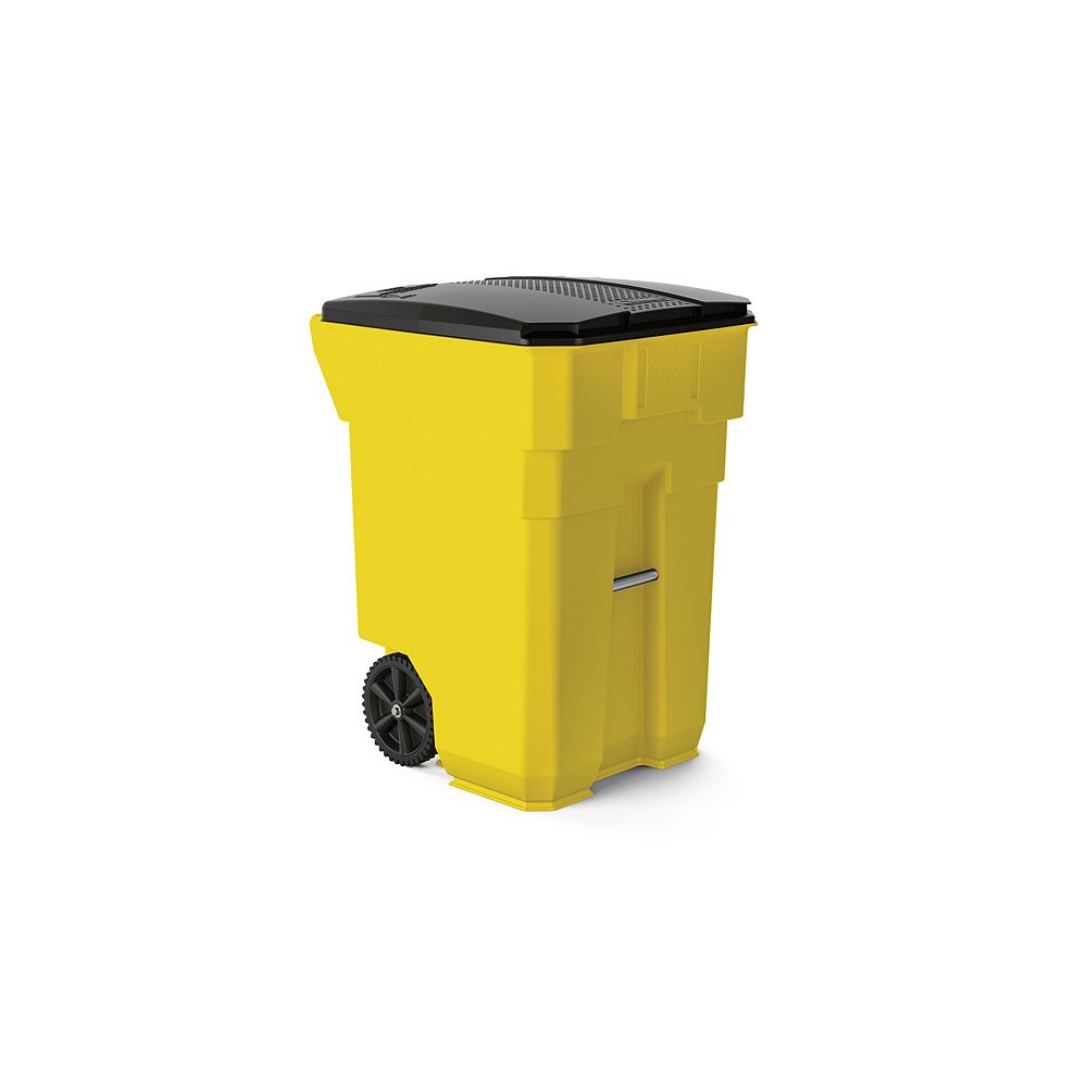 Suncast 96 Gal. Yellow Plastic Curbside Commercial Trash Can with