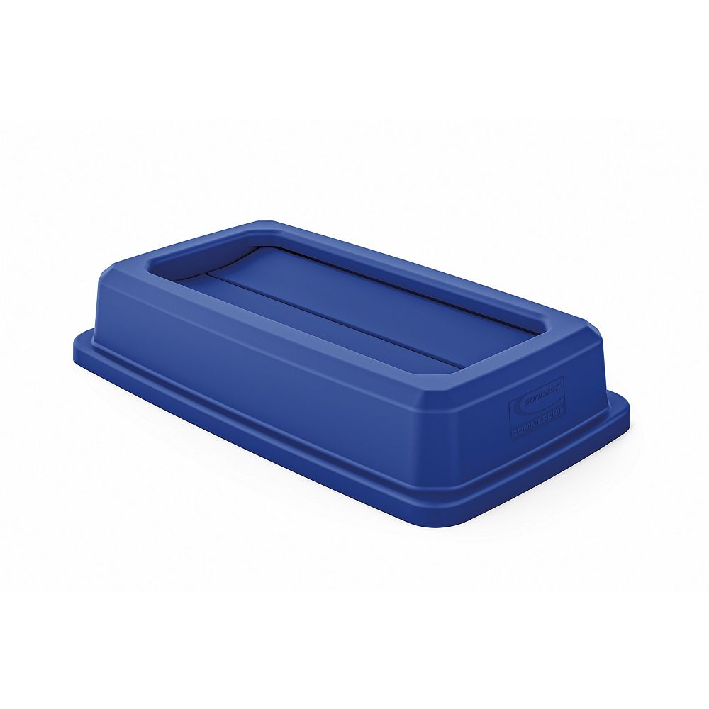Suncast Resin Slim Blue Double Flip Trash Can Lid The Home Depot Canada