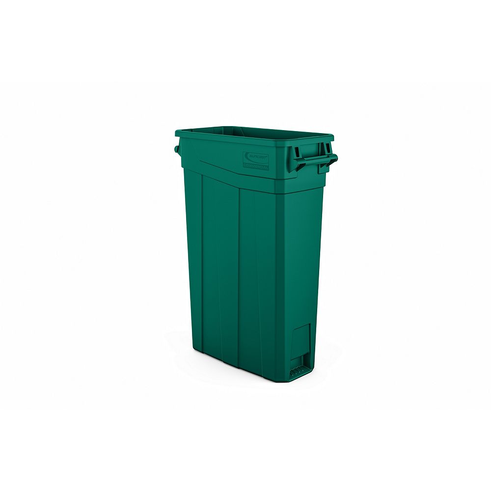 Suncast Slim 23 Gal. Green Plastic Trash Can with Handles The Home