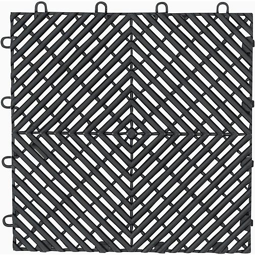 12-inch x 12-inch Charcoal Polypropylene Garage Flooring Drain Tile (4-Pack)