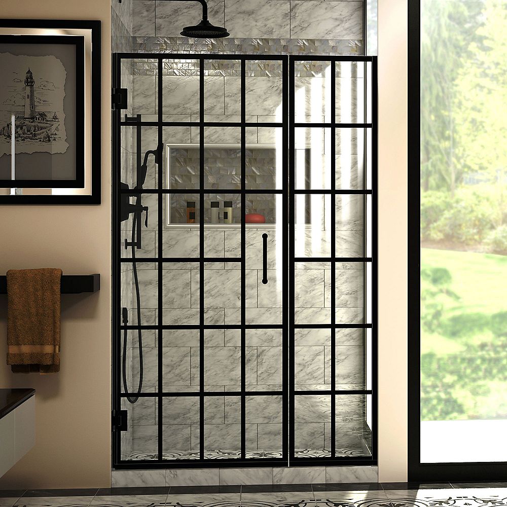 Dreamline Unidoor Toulon 46 46 12 Inch W X 72 Inch H Frameless Hinged Shower Door In Sati 7953