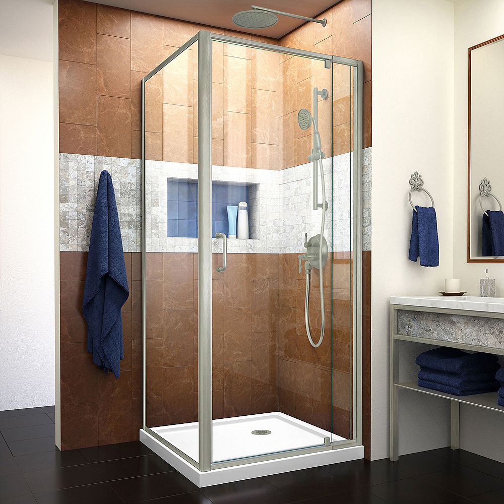 DreamLine Flex 36 inch D x 36 inch W Pivot Shower Enclosure and White