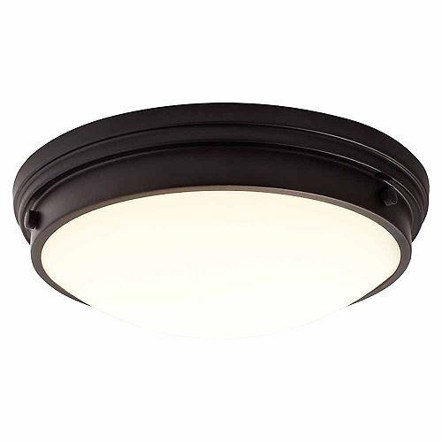 13 inch LED Flush Mount with Glass, Black Finish