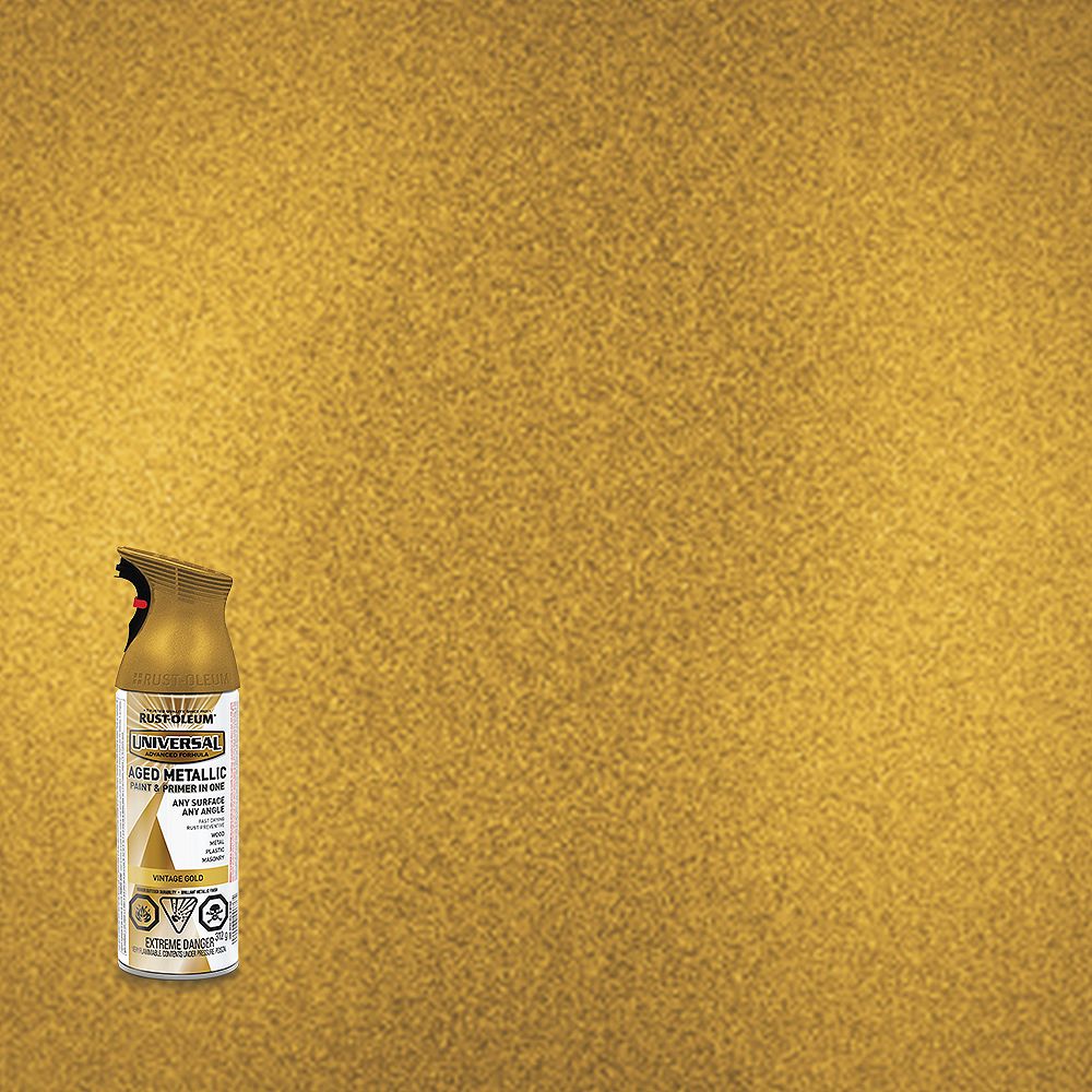 RustOleum Universal Metallic Spray Paint And Primer in One in Vintage Gold, 340 G Aerosol The