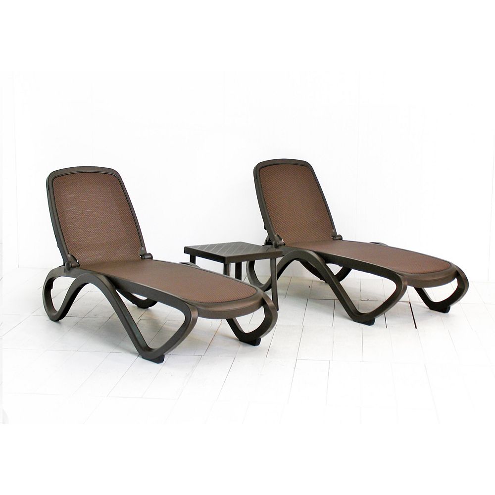 Nardi Omega Chaise Lounge (Set of 2) (Caffe/Trama Coffee Fabric) with