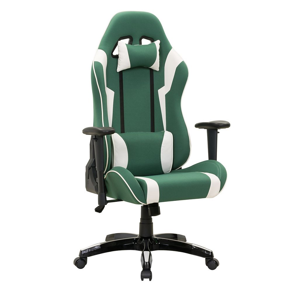 Corliving Green and White High Back Ergonomic Gaming Chair