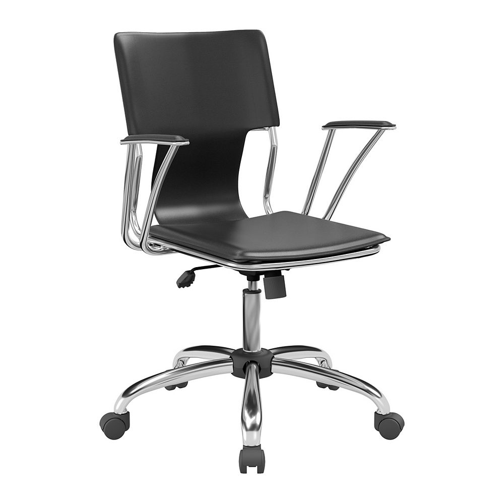 Ave Six Dorado Office Chair in Black Vinyl and Chrome Finish | The Home