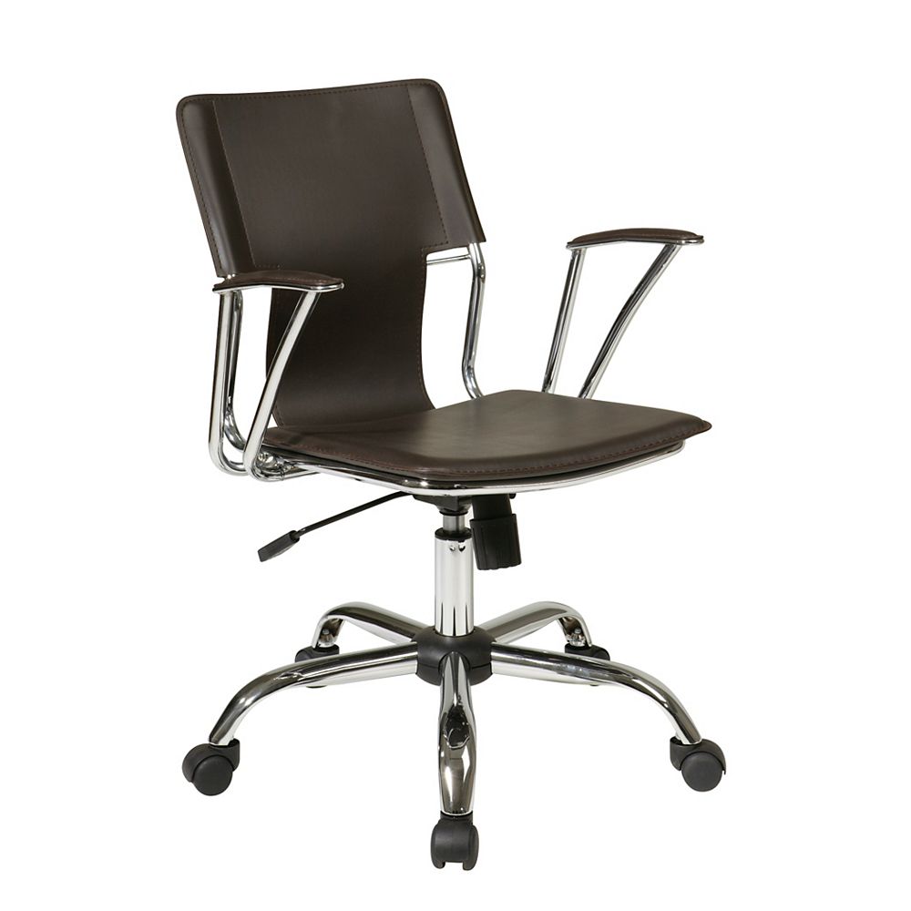Ave Six Dorado Office Chair in Espresso Vinyl and Chrome Finish | The