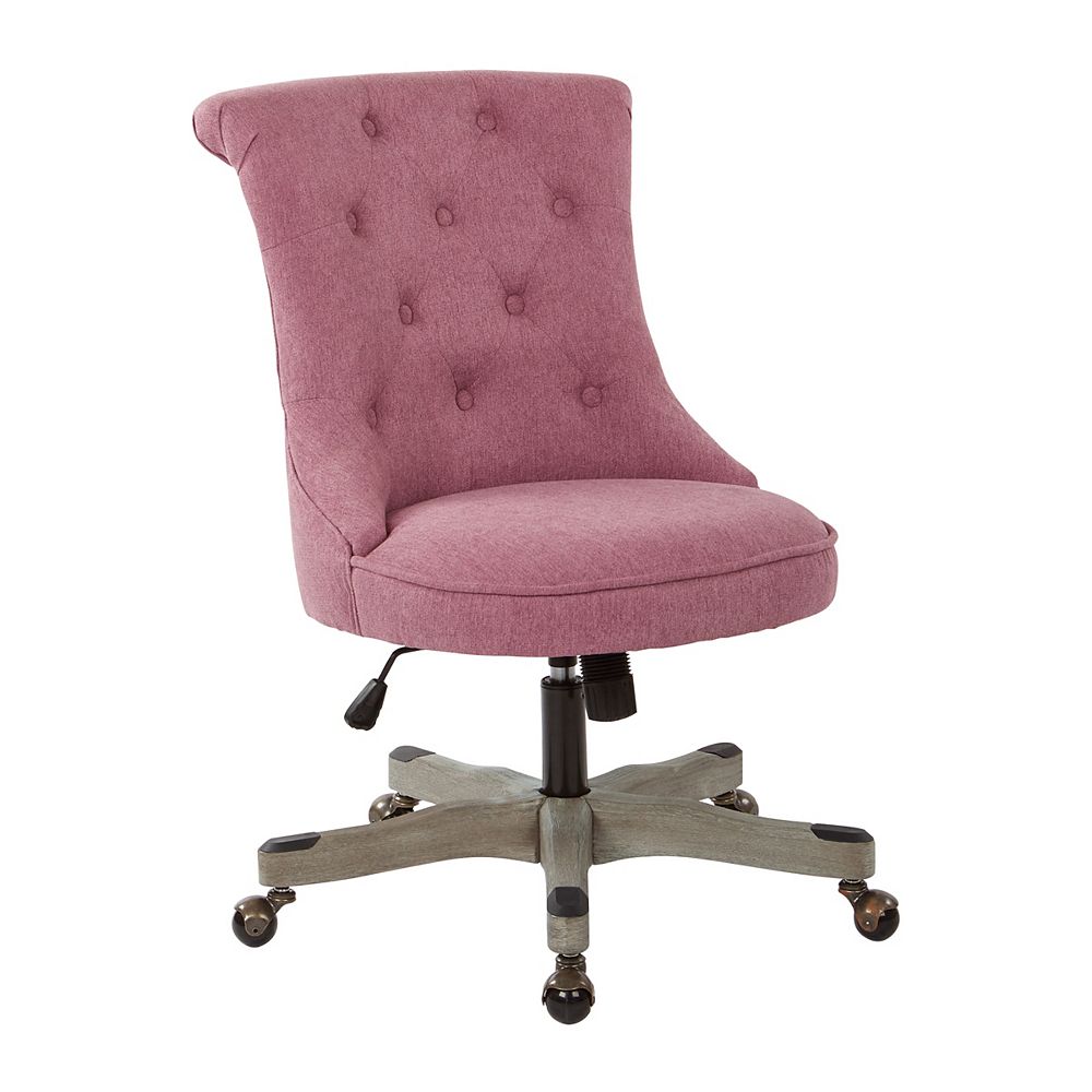 Ave Six Fauteuil De Bureau Capitonne En Tissu Rose Orchid Et Pietement En Bois Gris Home Depot Canada