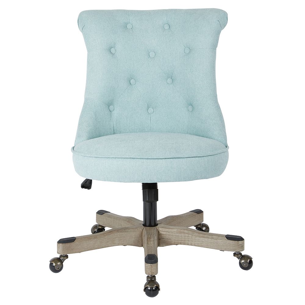 Ave Six Hannah Tufted Office Chair in Mint Fabric with Grey wood Base | The Home Depot Canada