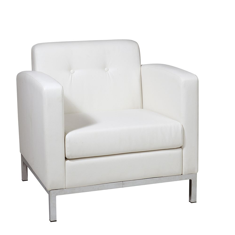 Ave Six Wall Street Arm Chair In White Faux Leather The Home Depot Canada