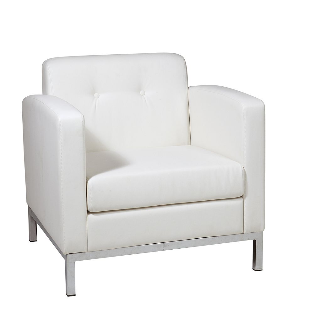 Ave Six Wall Street Arm Chair In White Faux Leather The Home