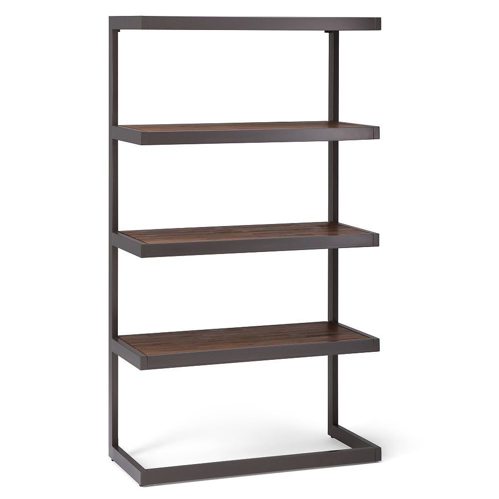 Simpli Home Erina Solid Acacia Wood Bookcase in Rustic Natural Aged