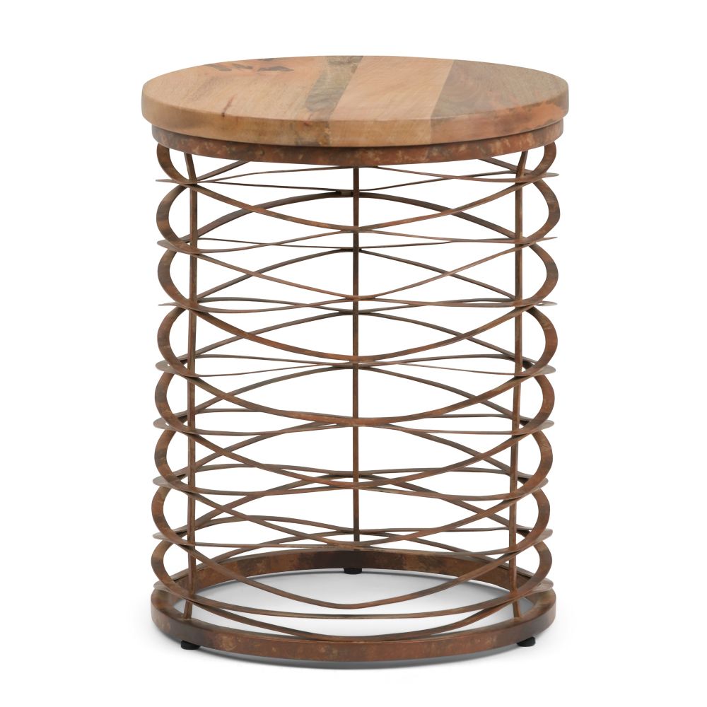 Simpli Home Miley Metal/Wood Accent Table in Natural and Distressed Bronze The Home Depot Canada