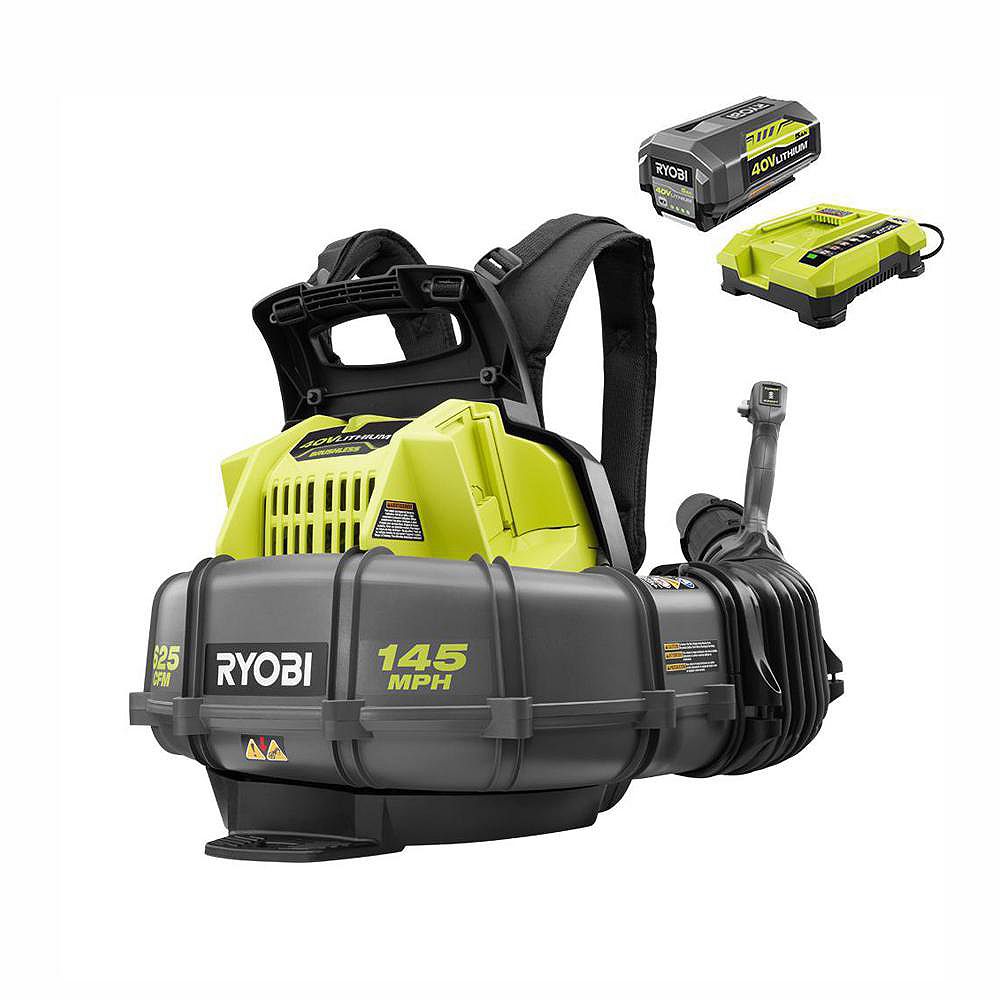 RYOBI 145 MPH 625 CFM 40V LithiumIon Cordless Backpack Blower 5Ah