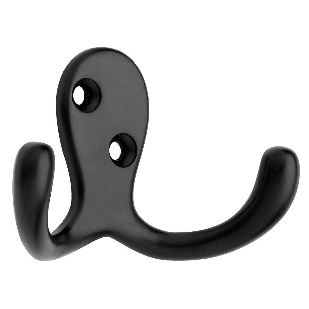 Liberty Flat Black Double Prong Robe Hook | The Home Depot Canada