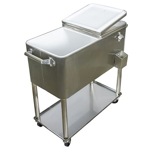 Patio Cooler Furniture Style 80QT - Stainless Steel