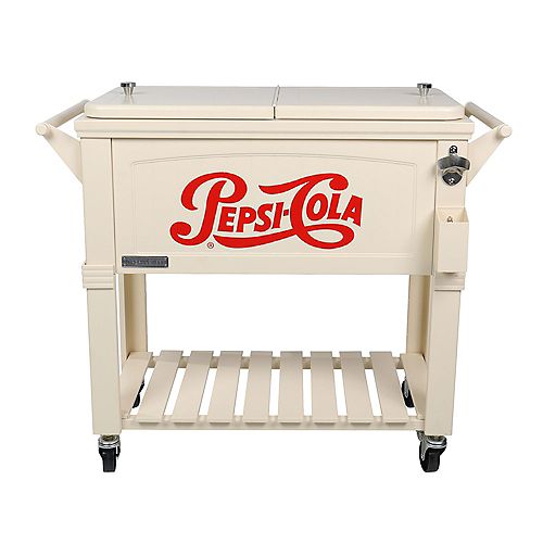 Patio Cooler Furniture Style - 80 QT - Cream Pepsi