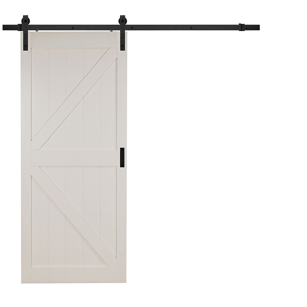 TRUporte 36 inch x 84 inch OffWhite K Design Rustic Barn Door with