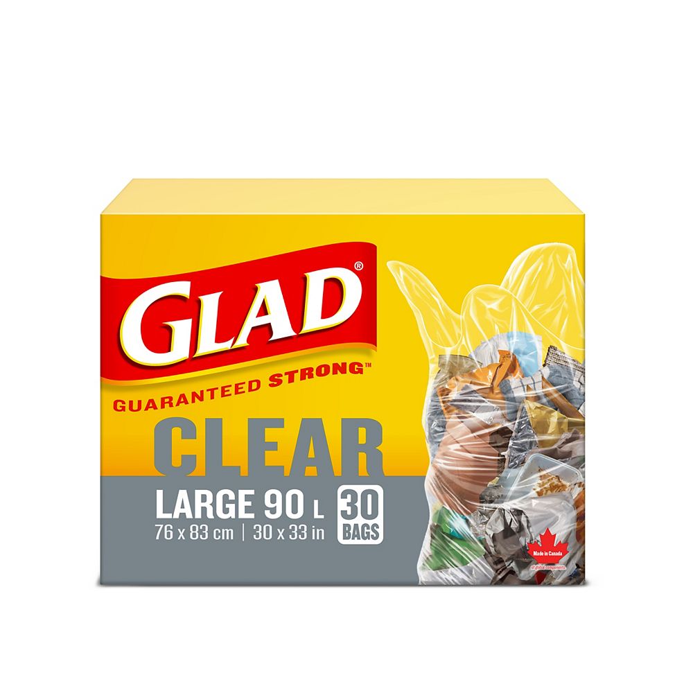 Glad 90 L Large Clear Garbage Bags (30Count) The Home Depot Canada