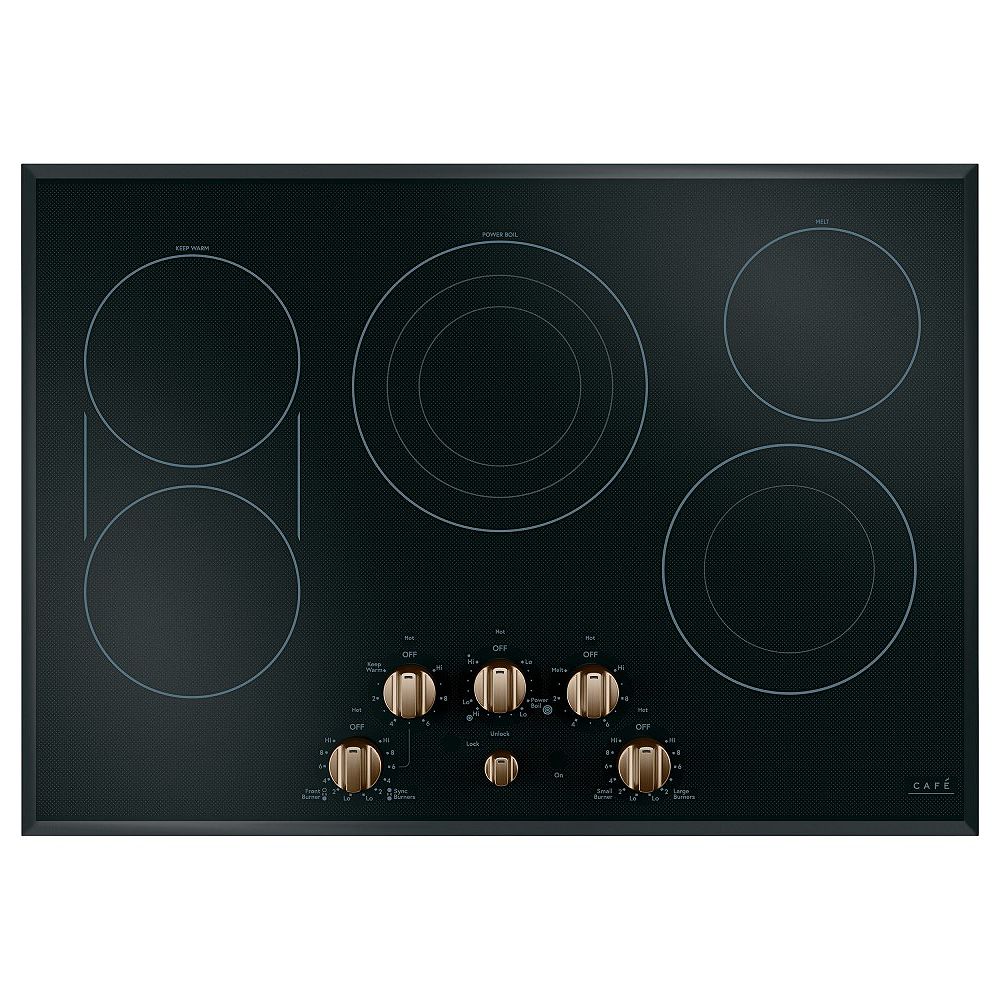 Café 30inch Electric Cooktop with customizable knobs and 5 Elements in