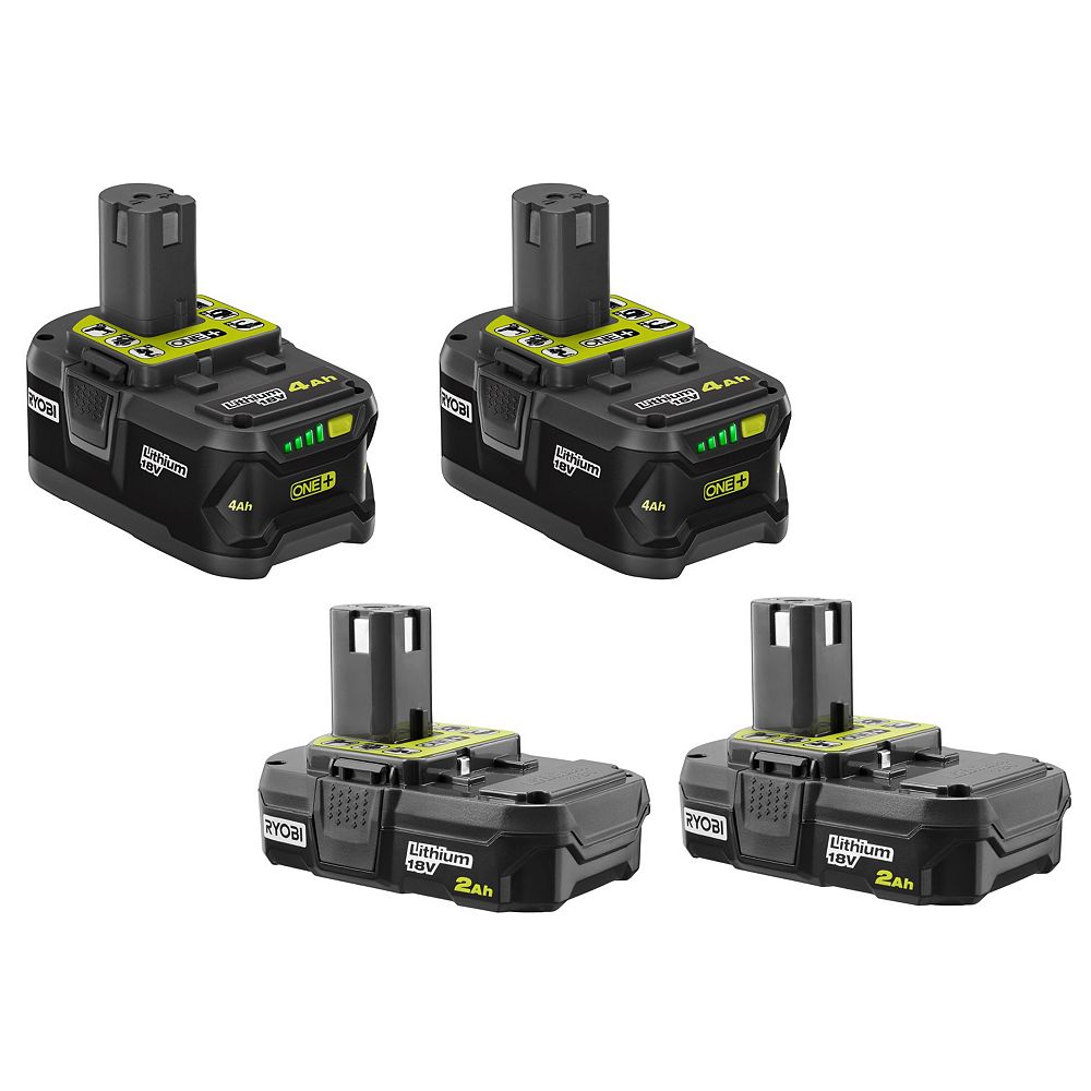 RYOBI 18V ONE+ Battery Kit with (2) 2.0Ah and (2) 4.0Ah Batteries | The ...