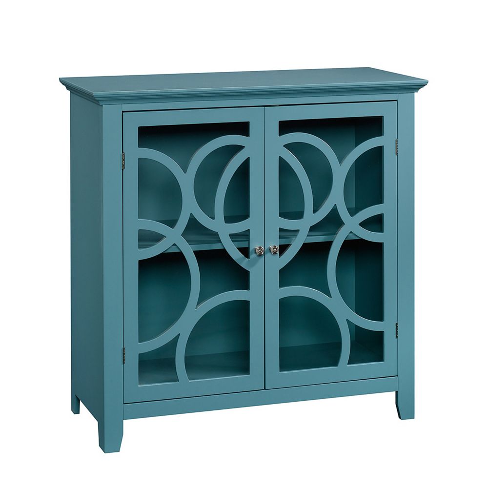 Sauder Woodworking Company Shoal Creek Elise Display Cabinet Blue In Milled Cherry The Home Depot Canada