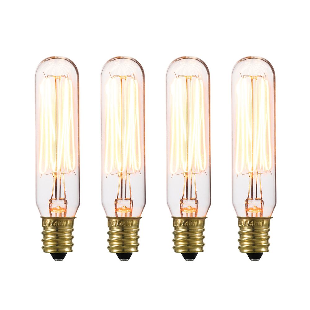 Globe Electric 40W Incandescent Vintage Edison Mini Tube Light Bulb (4 ...