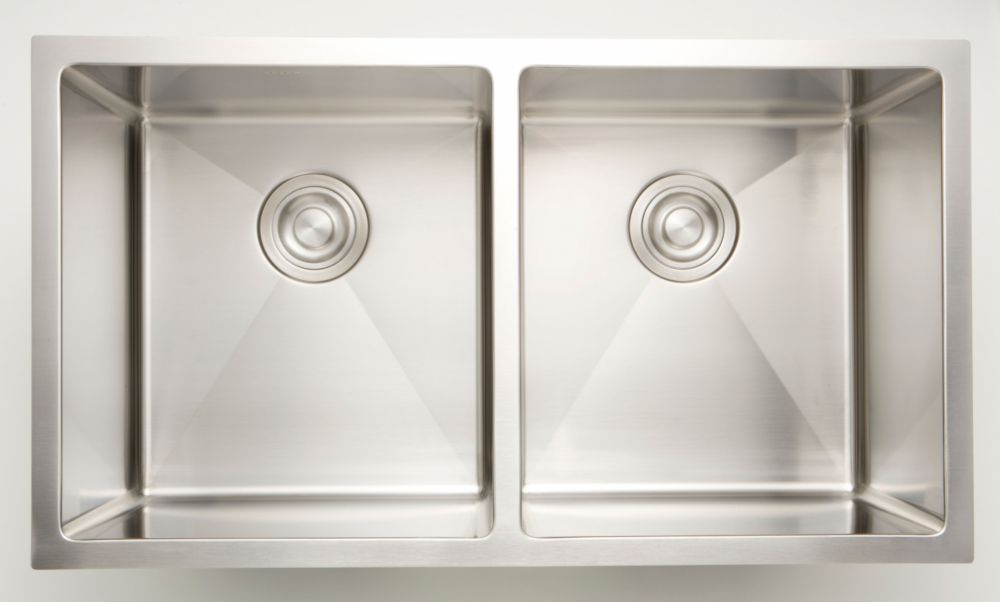 American Imaginations 34 Inch W 50 50 Double Bowl Undermount Kitchen   P 1001321565 