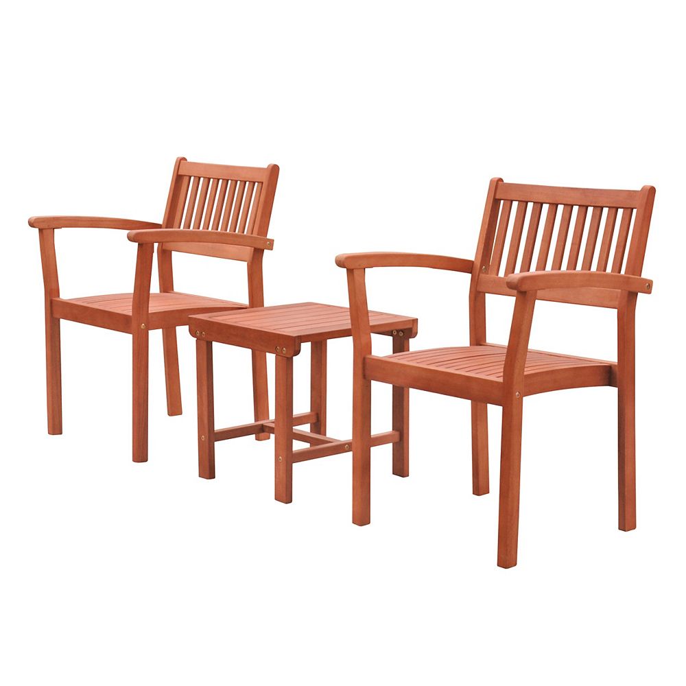 Vifah Malibu Outdoor Patio 3 Piece Wood Dining Set With Stacking Chair The Home Depot Canada Vifah Malibu Outdoor Patio 3 Piece Wood, Tropicana Outdoor Furniture