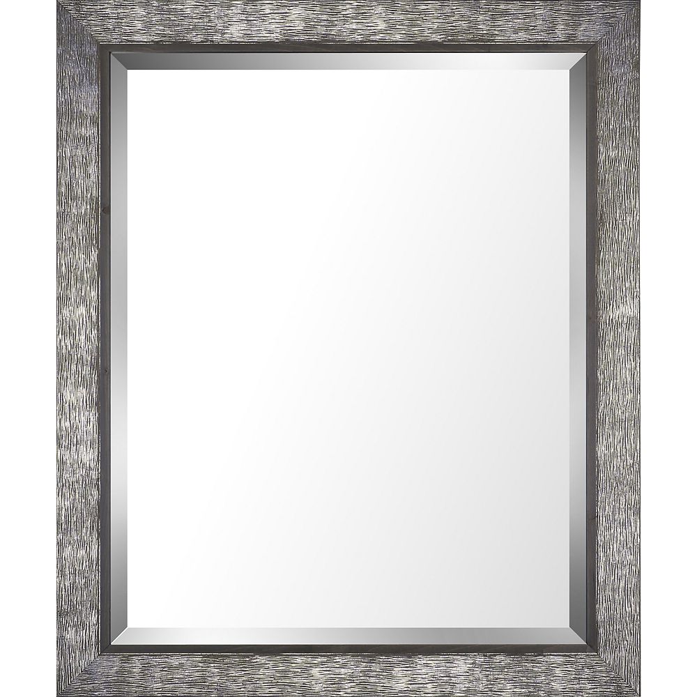 Art Maison Canada 28.5x34.5 Silver & Gray Finish Real Wood Bevel Mirror The Home Depot Canada
