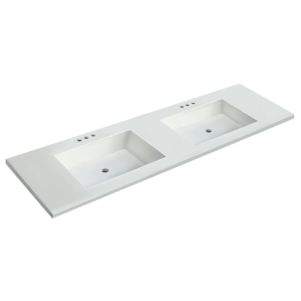 Magick Woods 73 inch W x 22 inch D White Vanity Top with Rectangle