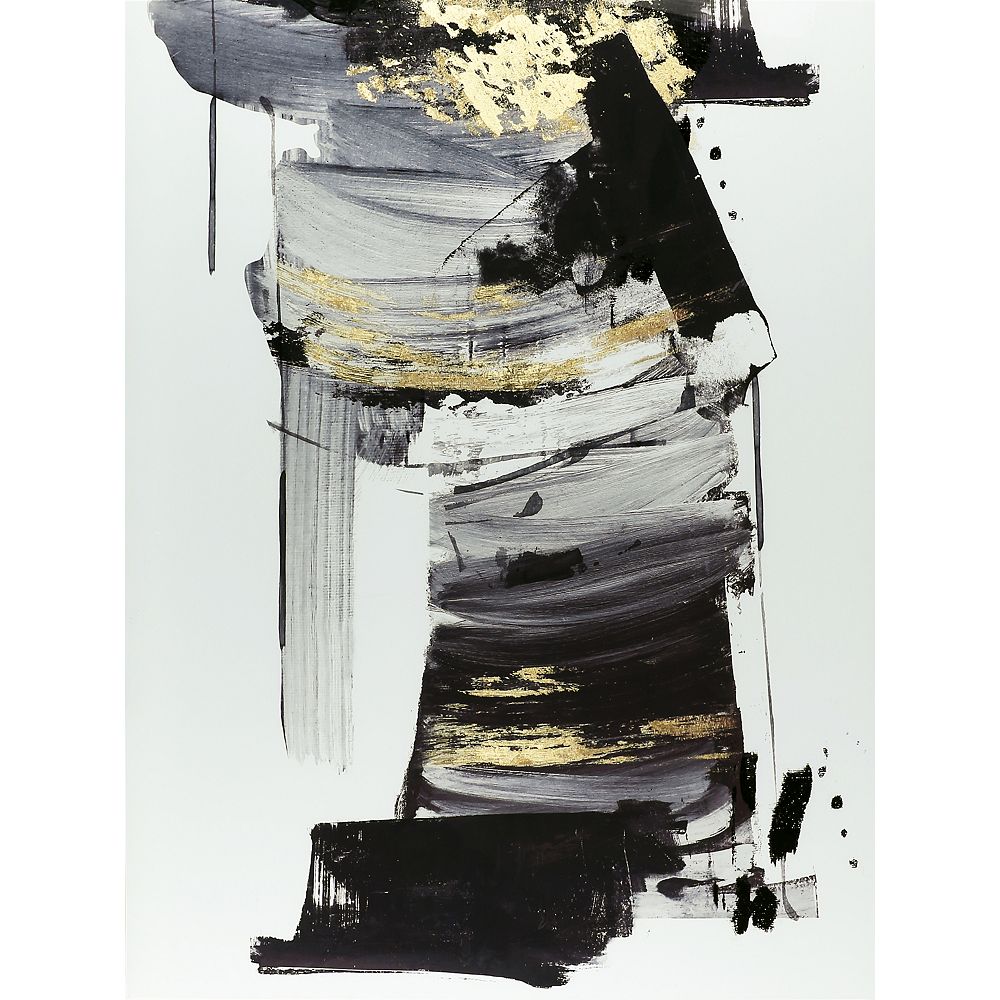 Art Maison Canada 47.25X35.45 Abstract Black Tempered Glass with Foil