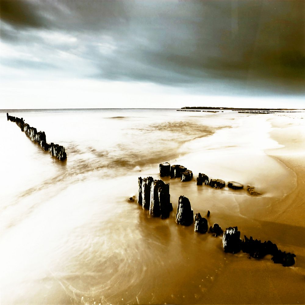 Art Maison Canada 31.5X31.5 Beach Lane I Tempered Glass with Foil Wall