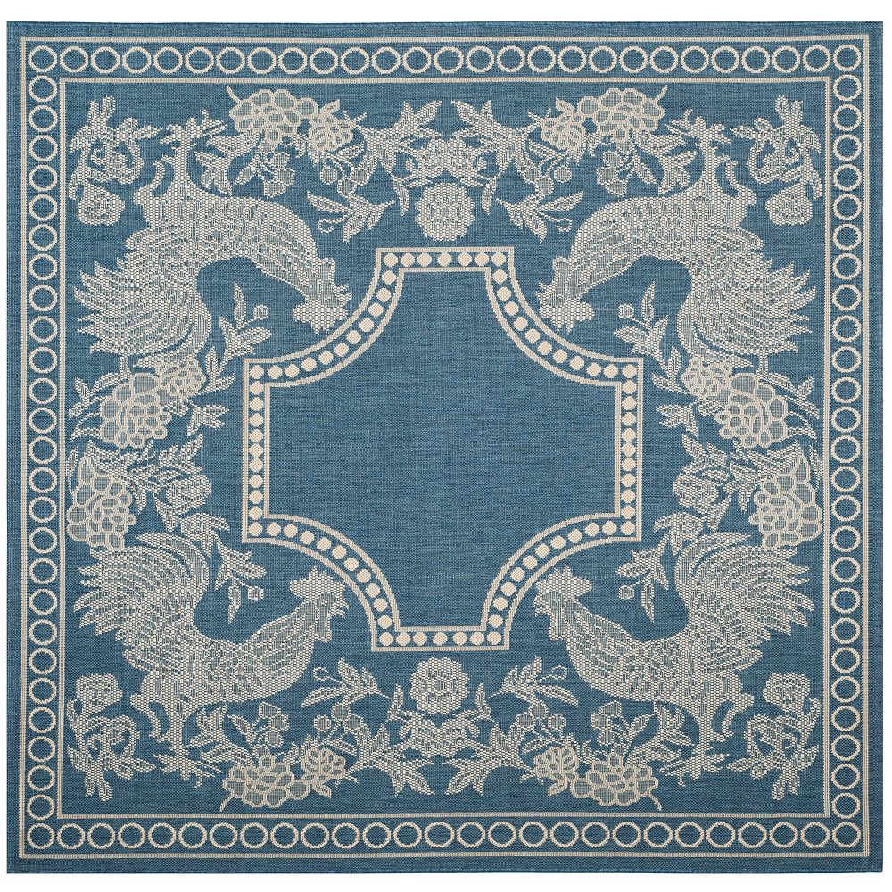 Safavieh Courtyard Eden Blue / Natural 6 ft. 7inch x 6 ft. 7inch