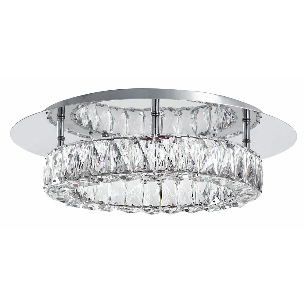 Home Decorators Collection Chrome And Crystal Integrated Led Flushmount The Depot Canada Crystal Integrated Led Flushmount, Led Light Fixtures Home Depot