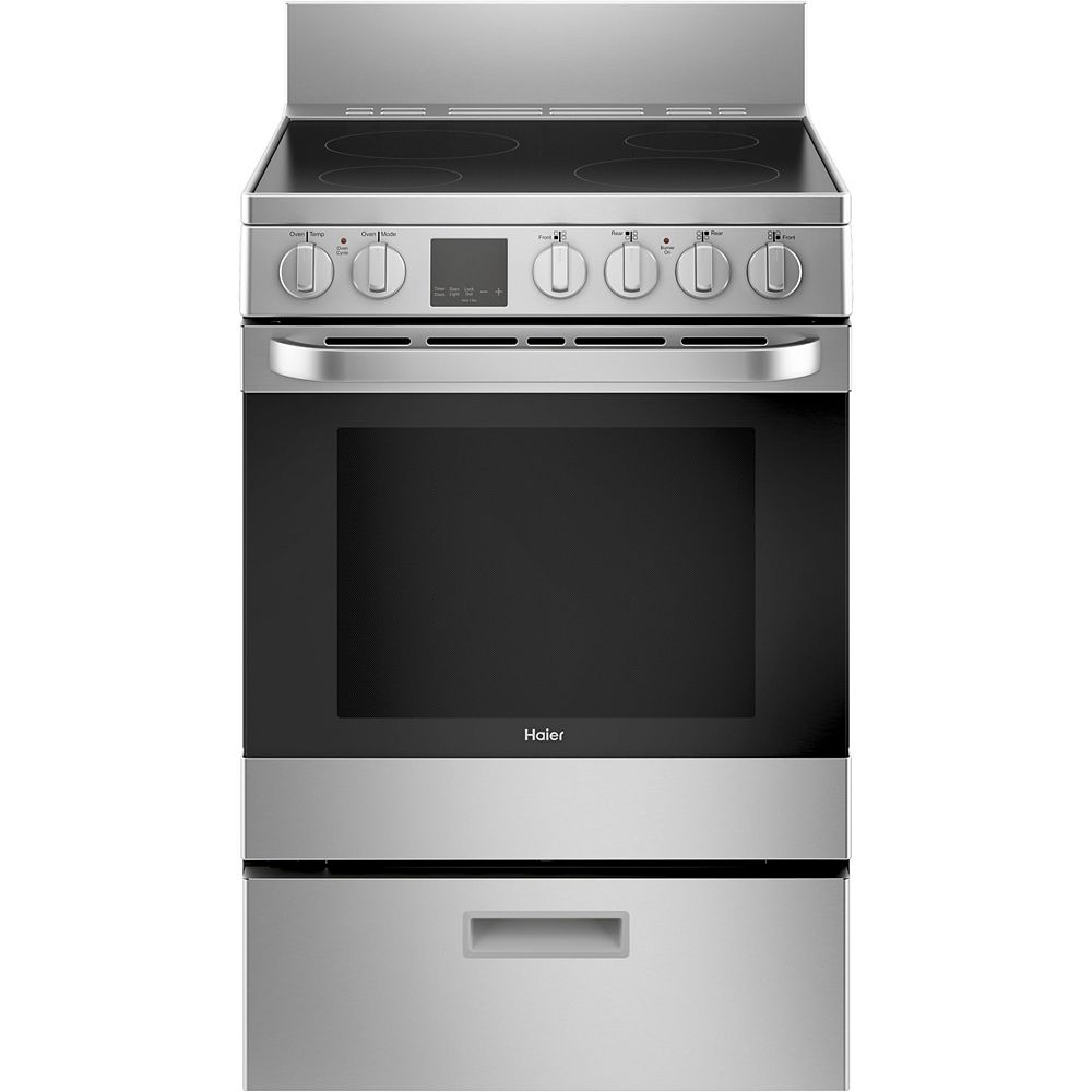 Haier Cuisinière électrique à convection autoportante de 24 po W 2,9 pi cu en acier inoxyd Haier Cuisinière électrique à convection autoportante de 24 po W 2,9 pi cu en acier inoxyd