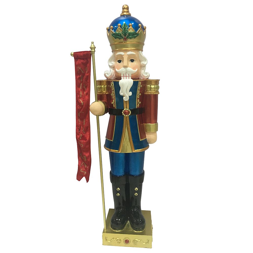 Home Accents 3 ft. 5-inch LED-Lit Metallic Nutcracker King Christmas Decoration | The Home Depot