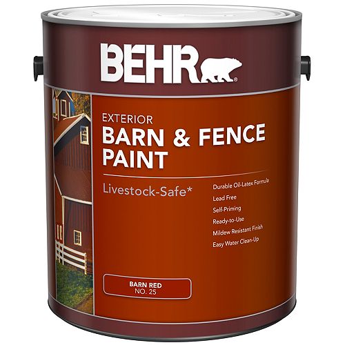 Barn & Fence Exterior Paint - Flat Red, 3.79 L