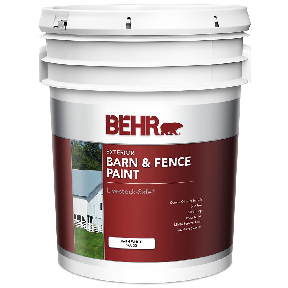 BEHR Barn & Fence Exterior Paint - Flat White, 18.9 L ...