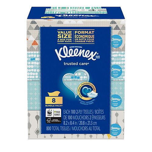 Trusted Care Everyday Facial Tissues, 100-Count (8-Pack)