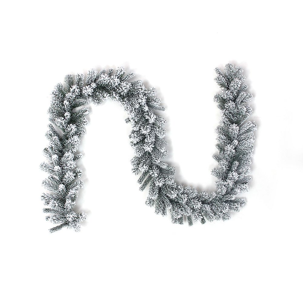 Home Accents 9 Ft Flocked Pine Christmas Garland The Home Depot Canada