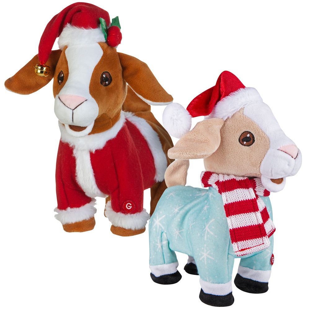 holiday time animated stuffed holiday goat