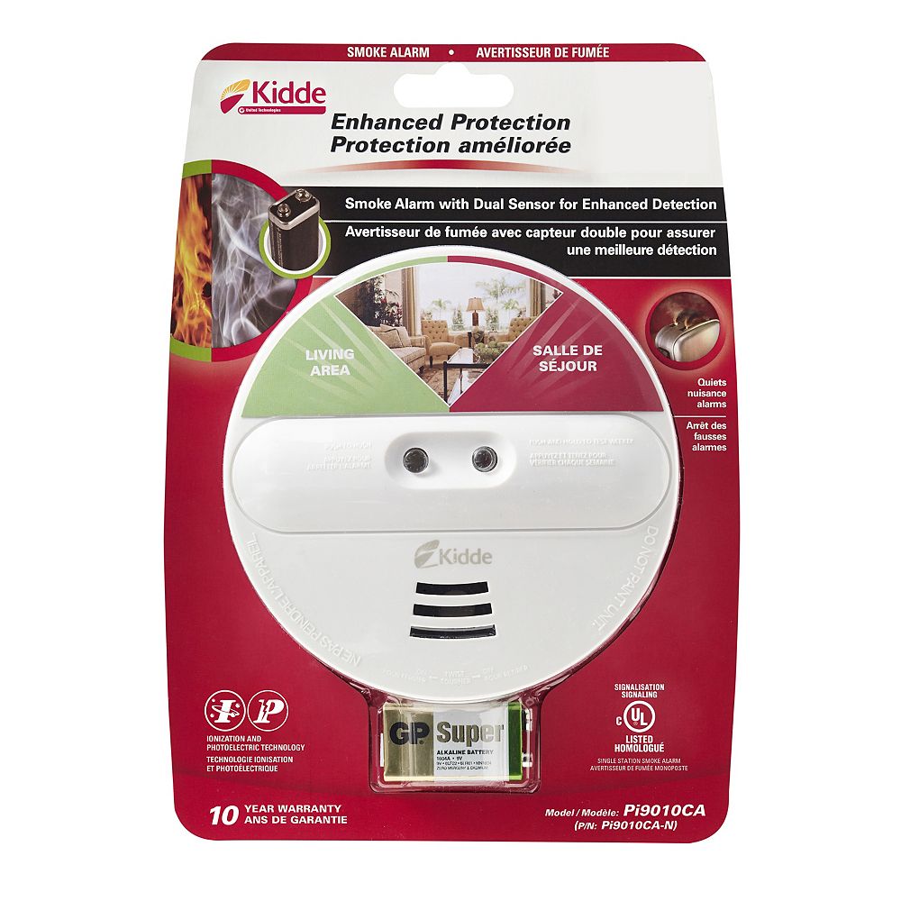 Kidde 9v Battery Operated Dual Sensor Ion Photo Smoke Alarm The Home Depot Canada