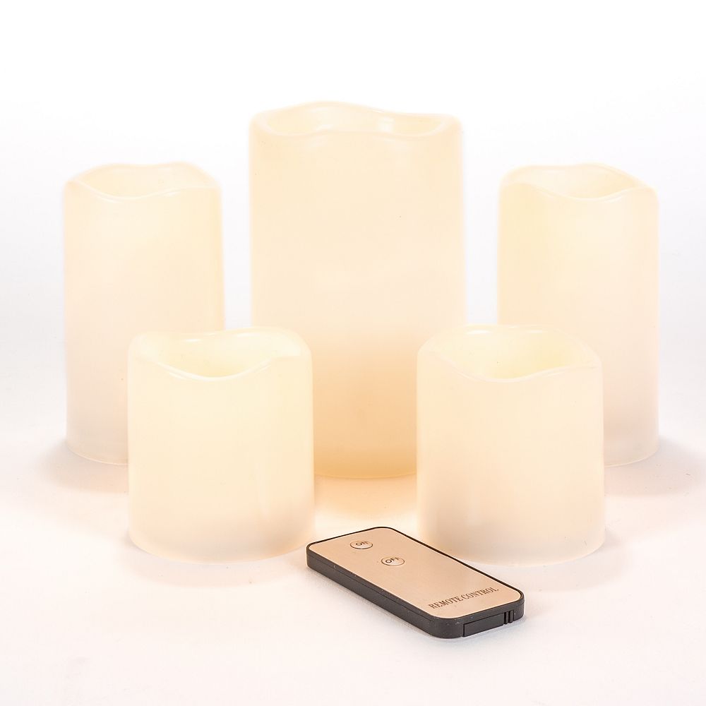Home Accents Assorted Set of 5 Flameless LED Candles with Remote The Home Depot Canada