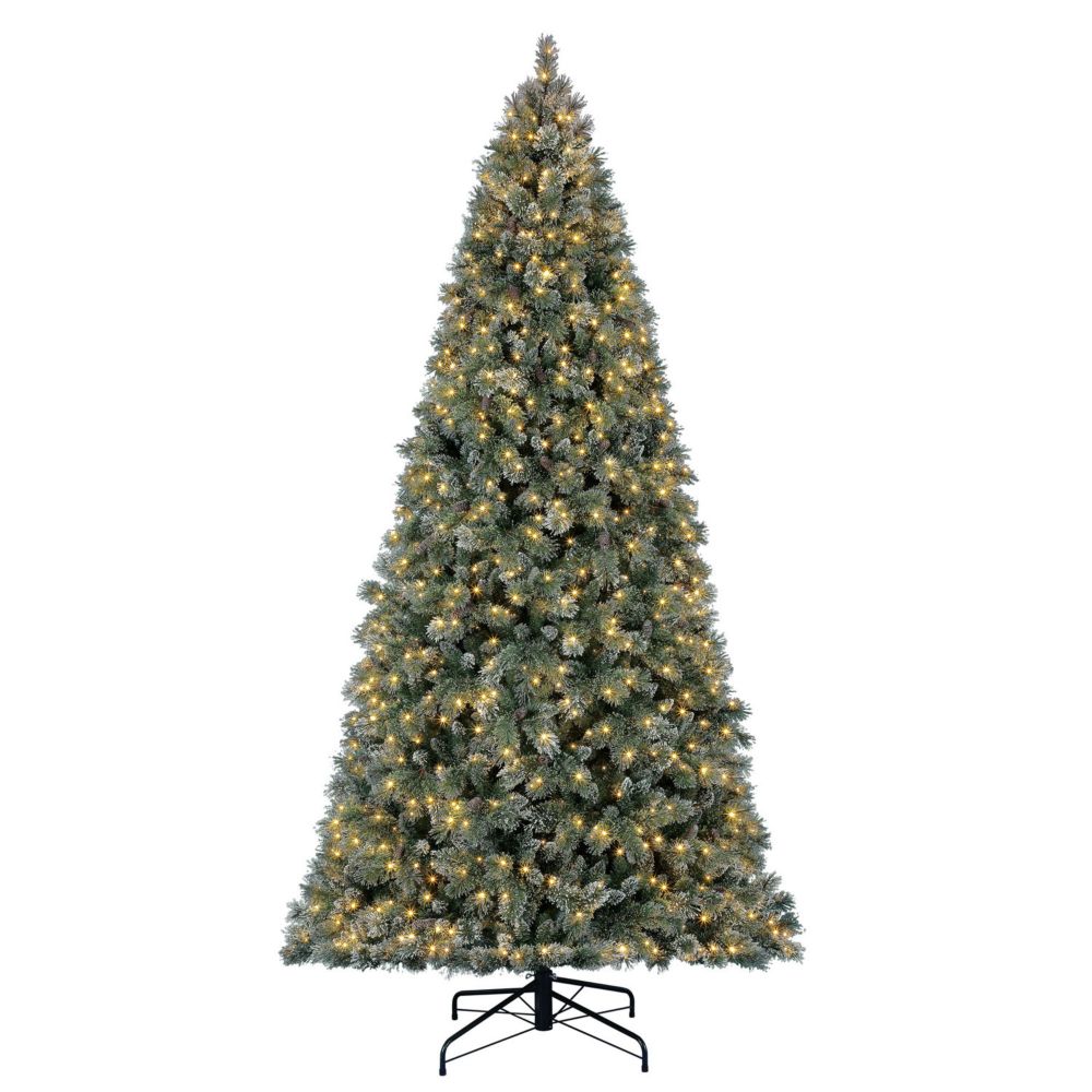 Home Accents Holiday 12 ft. 1,300Light Warm White LED PreLit Sparkling Pine Frosted Quic