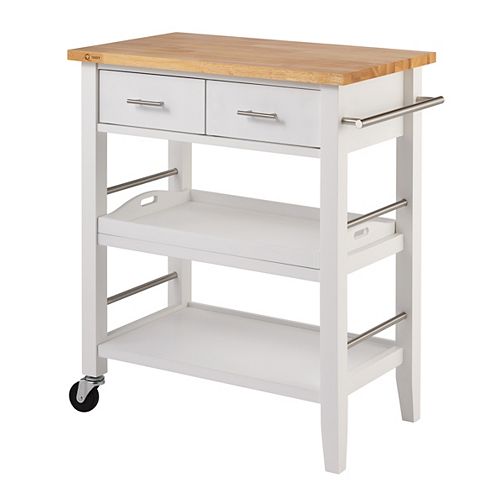 Wood Kitchen Cart w/ Drawers & Tray