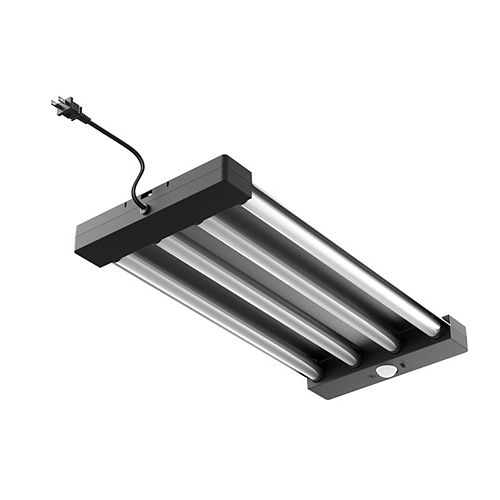 2 ft. 4-Light 58-Watt Gray/Black Integrated LED Motion Sensor Shop Light w/Pull Chain 5000 Lumen