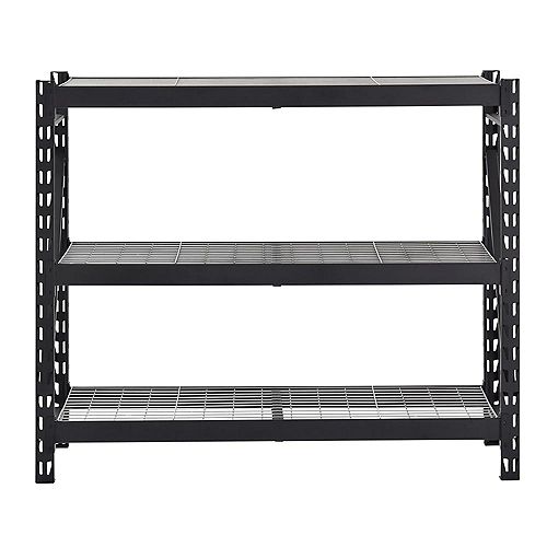 Black 3-Shelf Heavy Duty Industrial Welded Steel Garage Shelving Unit (65 in. W x 54 in. H x 24 in. D)