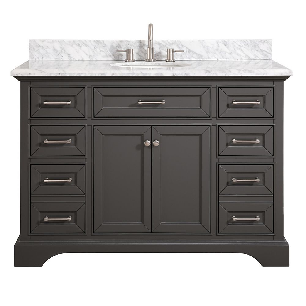 Home Decorators Collection Windlowe 49 Inch Bath Vanity In Grey With Carrara Marble Top In The Home Depot Canada Home Decorators Collection Windlowe 49 Inch Bath Vanity In Grey With Carrara Marble Top In The Home Depot Canada
